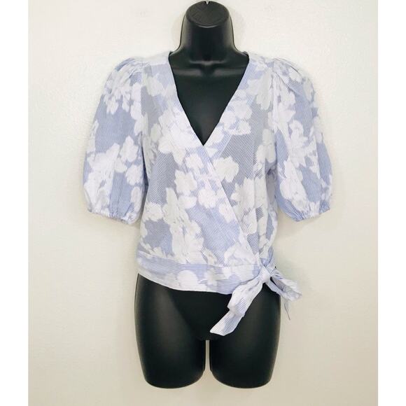 Banana Republic Floral Puff Sleeve Blouse Top Smart Prep Beach Clean Romantic, S - Picture 2 of 11